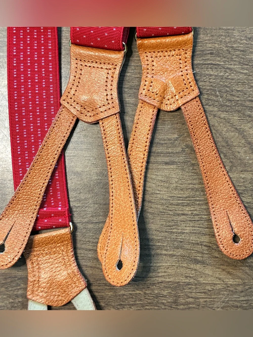 POLO RALPH LAUREN MEN’s Elastic SUSPENDERS Red And White